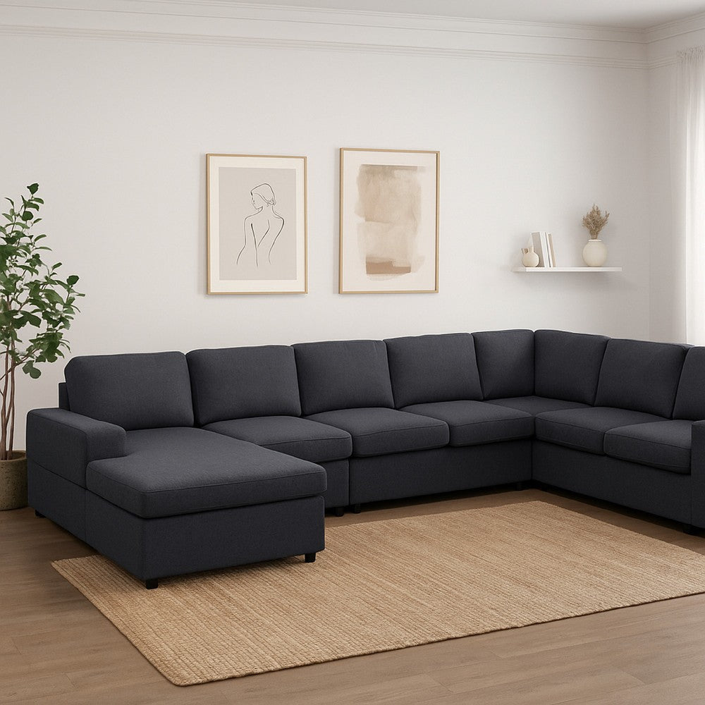 Fenie Modular Sectional Sofa | Reversible Chaise | Dark Gray | 147"