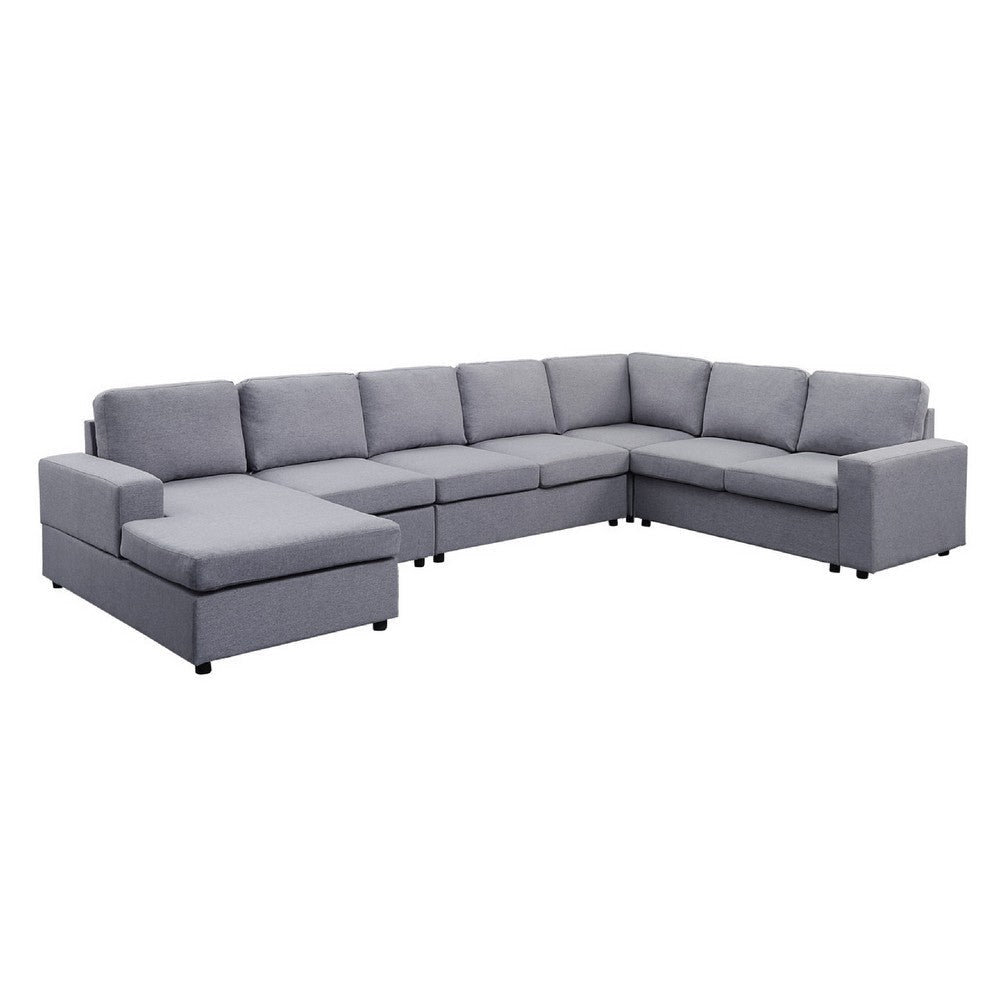 Fenie 7 Seat Reversible Modular Sectional Sofa Chaise | Gray | 147"