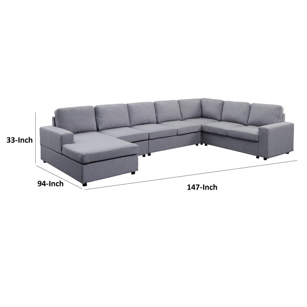 Fenie 7 Seat Reversible Modular Sectional Sofa Chaise | Gray | 147’’ BM334720