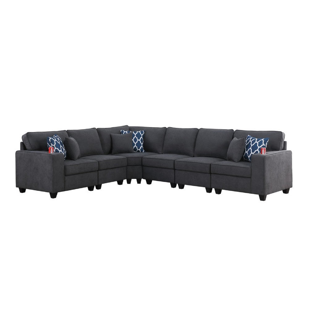Nid L Shaped Sectional Sofa | Cupholder | Stone Gray Woven | 125’’ BM334739