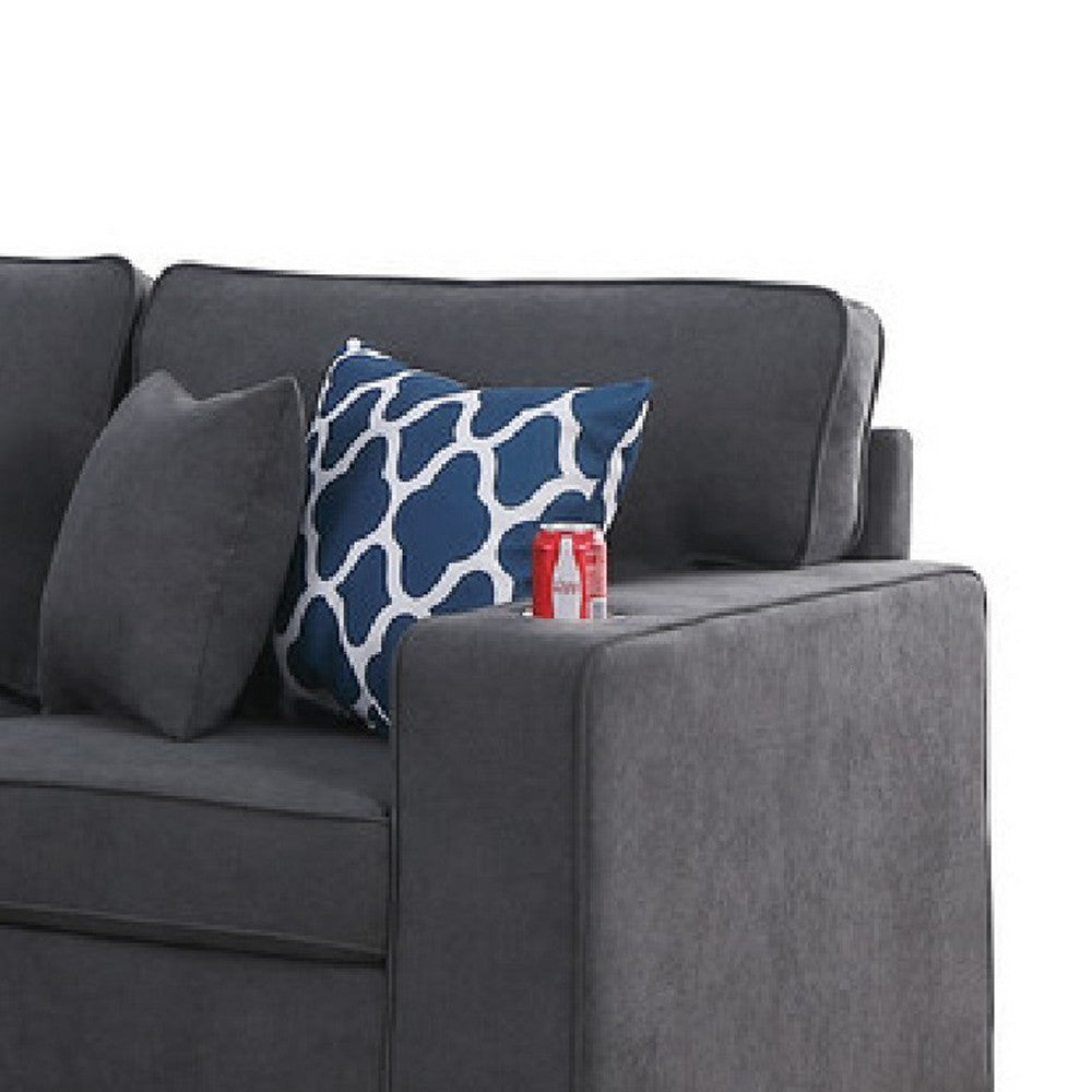 Nid L Shaped Sectional Sofa | Cupholder | Stone Gray Woven | 125’’ BM334739