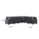 Nid L Shaped Sectional Sofa | Cupholder | Stone Gray Woven | 125’’ BM334739