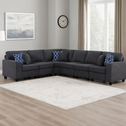 Nid Reversible RAF L Shaped Sectional Sofa | Stone Gray Woven | 125"