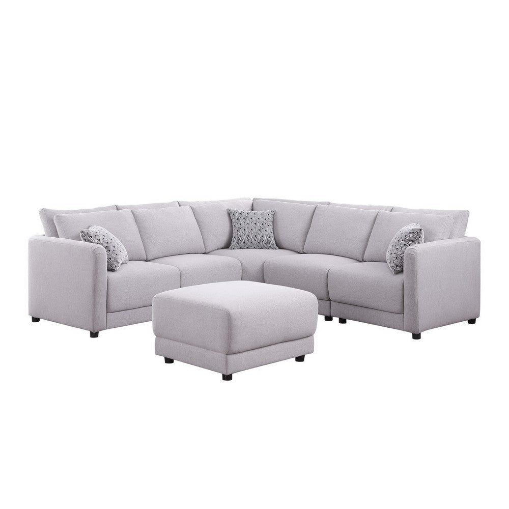 Lane L Shaped Sectional Sofa | Ottoman | 3 Pillows | Light Gray | 95’’ BM334750