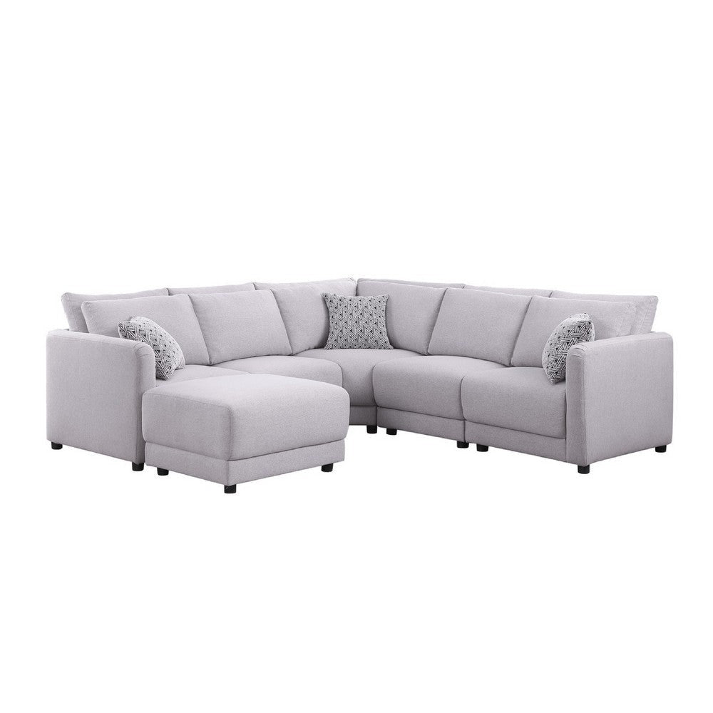 Lane L Shaped Sectional Sofa | Ottoman | 3 Pillows | Light Gray | 95"