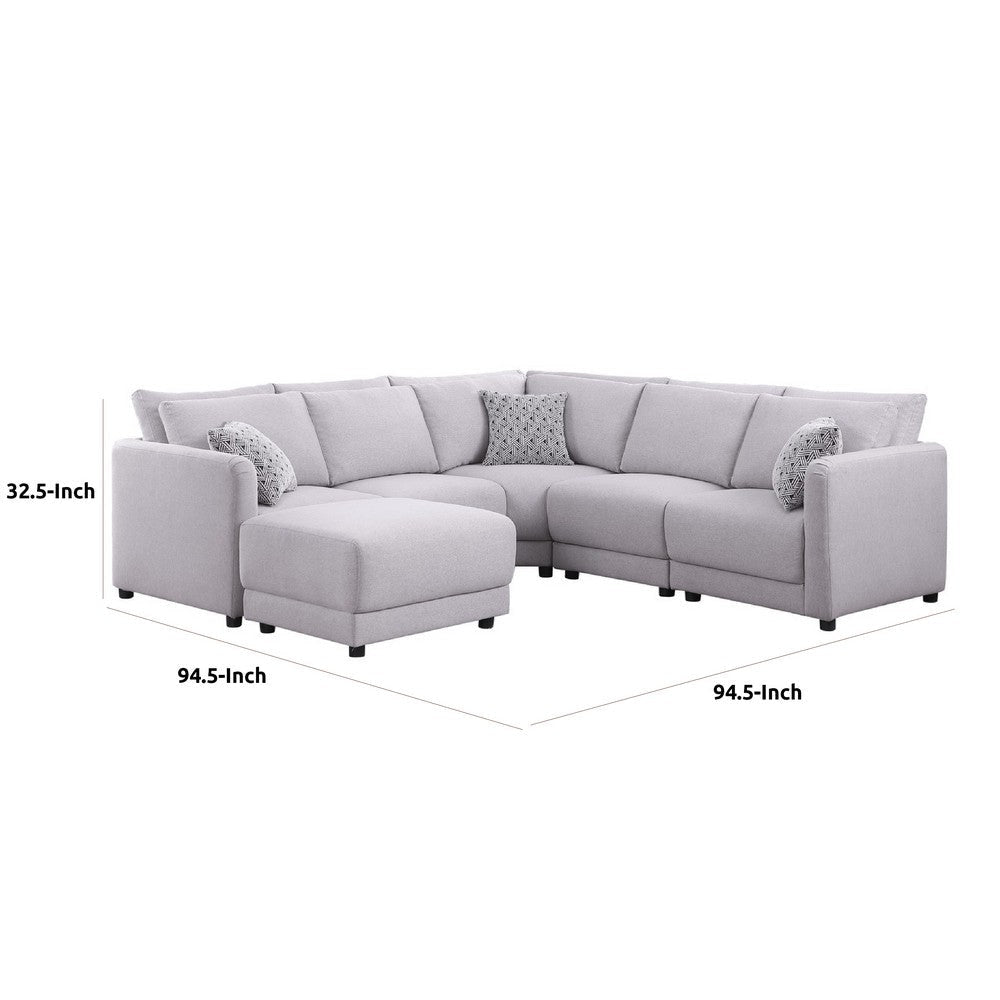 Lane L Shaped Sectional Sofa | Ottoman | 3 Pillows | Light Gray | 95’’ BM334750