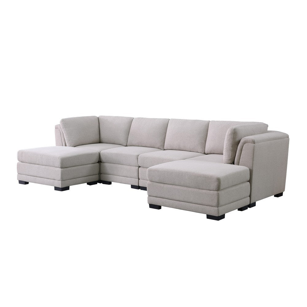 Goz Reversible U Sectional Sofa | 2 Ottomans | Beige Linen | 122’’ BM334751