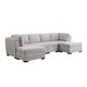 Goz Reversible U Sectional Sofa | 2 Ottomans | Beige Linen | 122"
