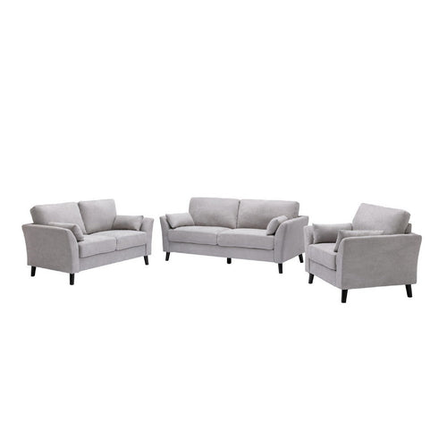 Otto 3pc Set Sofa, Loveseat, Chair with 6 Pillows, Light Gray Woven