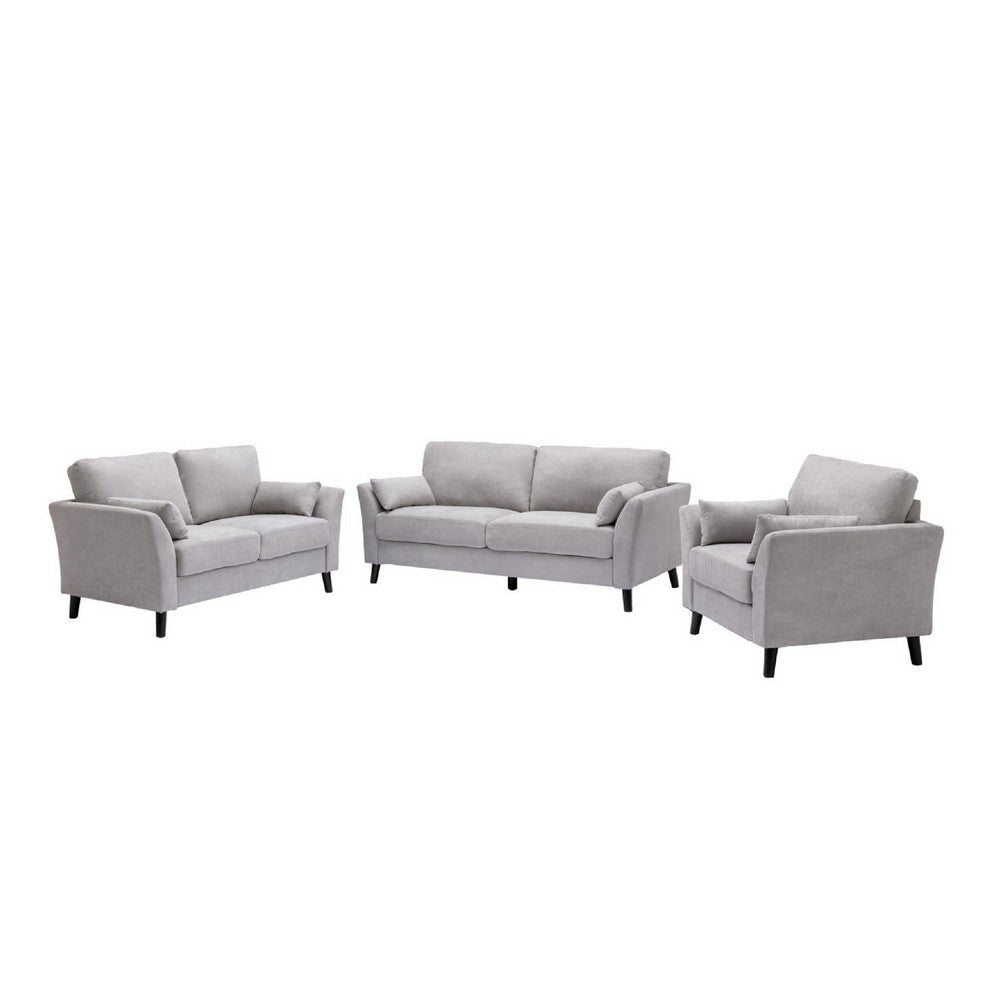 Otto 3pc Set Sofa, Loveseat, Chair with 6 Pillows, Light Gray Woven