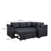 Nov Sectional Sleeper Sofa | 2 Pillows | USB Charge Black Faux Leather BM334765