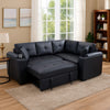 Nov Sectional Sleeper Sofa | 2 Pillows | USB Charge Black Faux Leather