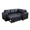 Nov Sectional Sleeper Sofa | 2 Pillows | USB Charge Black Faux Leather