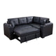 Nov Sectional Sleeper Sofa | 2 Pillows | USB Charge Black Faux Leather