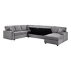 Sary 137’’ Sectional Sofa w Chaise Set | 2 Throw Pillows Gray Chenille BM334766