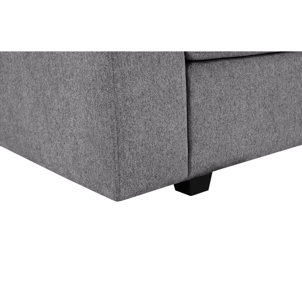 Sary 137’’ Sectional Sofa w Chaise Set | 2 Throw Pillows Gray Chenille BM334766