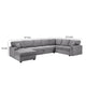 Sary 137’’ Sectional Sofa w Chaise Set | 2 Throw Pillows Gray Chenille BM334766