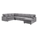 Sary 137" Sectional Sofa w Chaise Set | 2 Throw Pillows, Gray Chenille