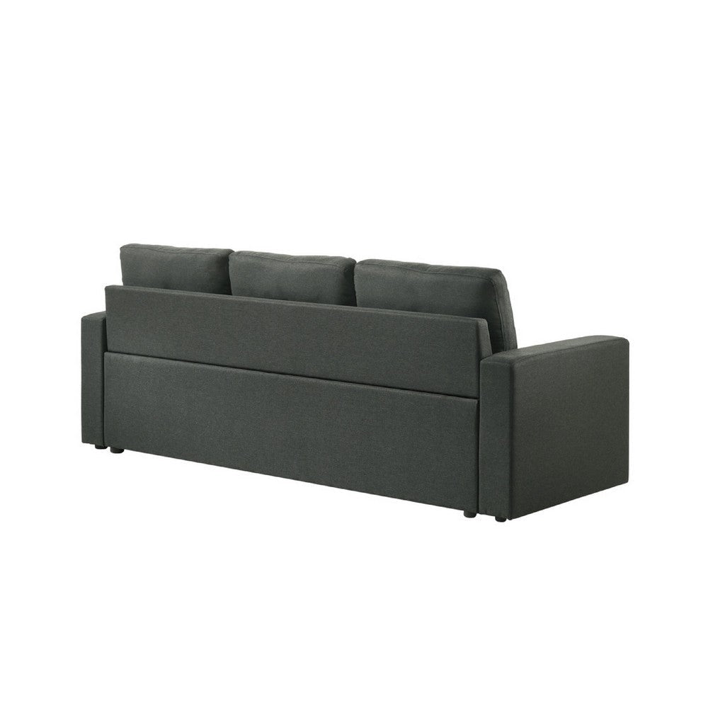 Biry Pull Out Sleeper Sofa Bed | Tufted Cushions | Dark Gray Fabric BM334767