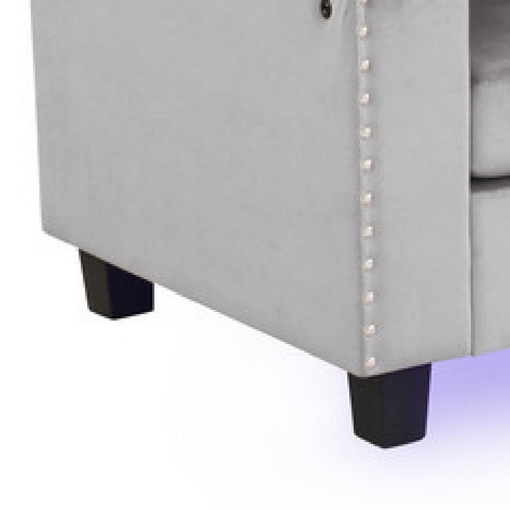 Renza 74’’ Reversible Sectional Sofa w Chaise | LED | USB | Gray Velvet BM334770