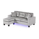 Renza 74" Reversible Sectional Sofa w Chaise | LED | USB | Gray Velvet