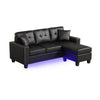 Renza Sectional Sofa Chaise with LED Lights | 2 Pillows | Black 74’’ BM334771