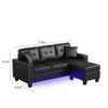 Renza Sectional Sofa Chaise with LED Lights | 2 Pillows | Black 74’’ BM334771