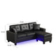 Renza Sectional Sofa Chaise with LED Lights | 2 Pillows | Black 74’’ BM334771