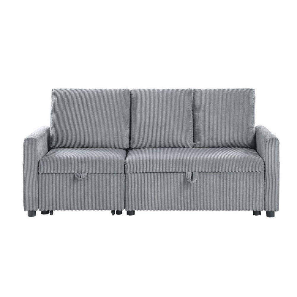 Swin Sofa w Pull Out Chaise and Storage | Gray Corduroy | 70’’ BM334772