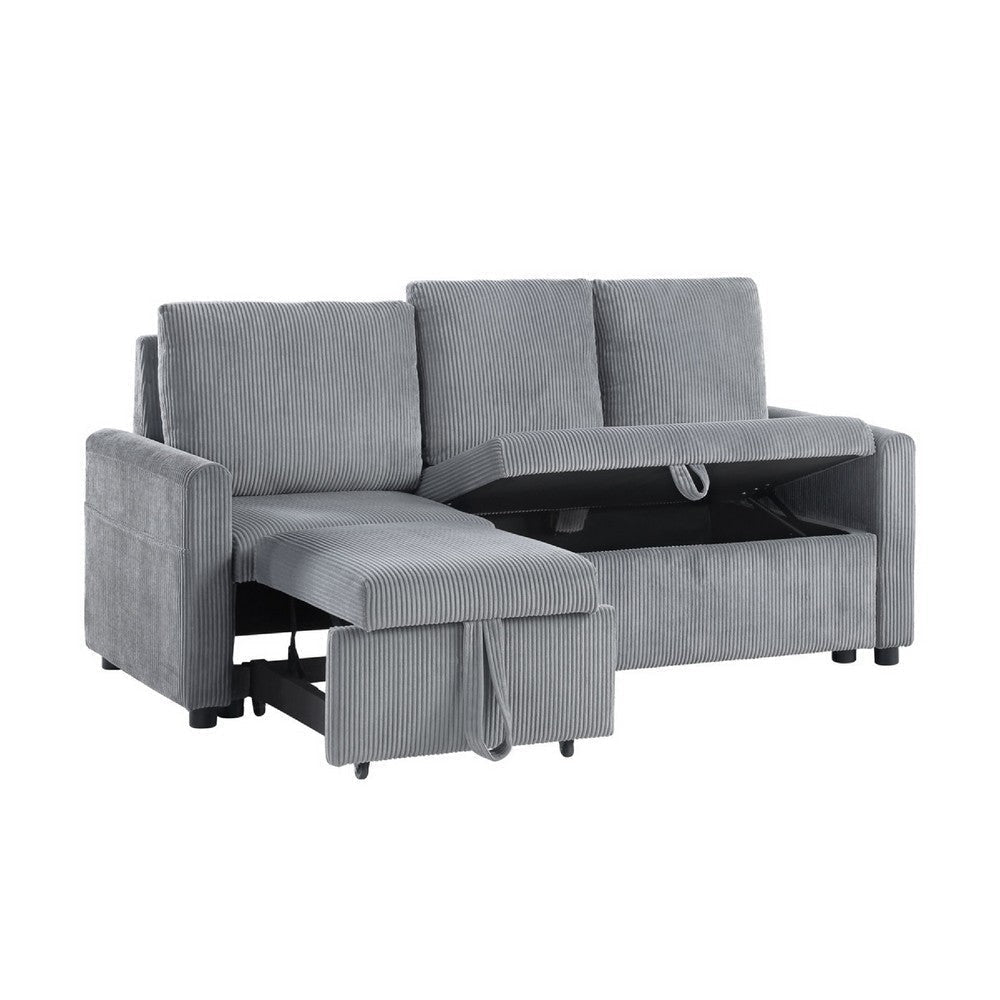Swin Sofa w Pull Out Chaise and Storage | Gray Corduroy | 70’’ BM334772