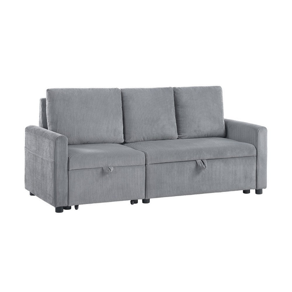 Swin Sofa w Pull Out Chaise and Storage | Gray Corduroy | 70"
