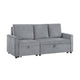 Swin Sofa w Pull Out Chaise and Storage | Gray Corduroy | 70"