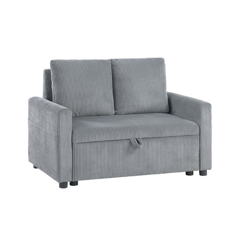 Swin Loveseat with Storage | Gray Corduroy | Soft Cushioned | 45"