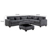 Reyna Sectional Sofa w Ottoman | Adjustable Back| Gray Chenille | 115’’ BM334775