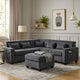 Reyna Sectional Sofa w Ottoman | Adjustable Back| Gray Chenille | 115"