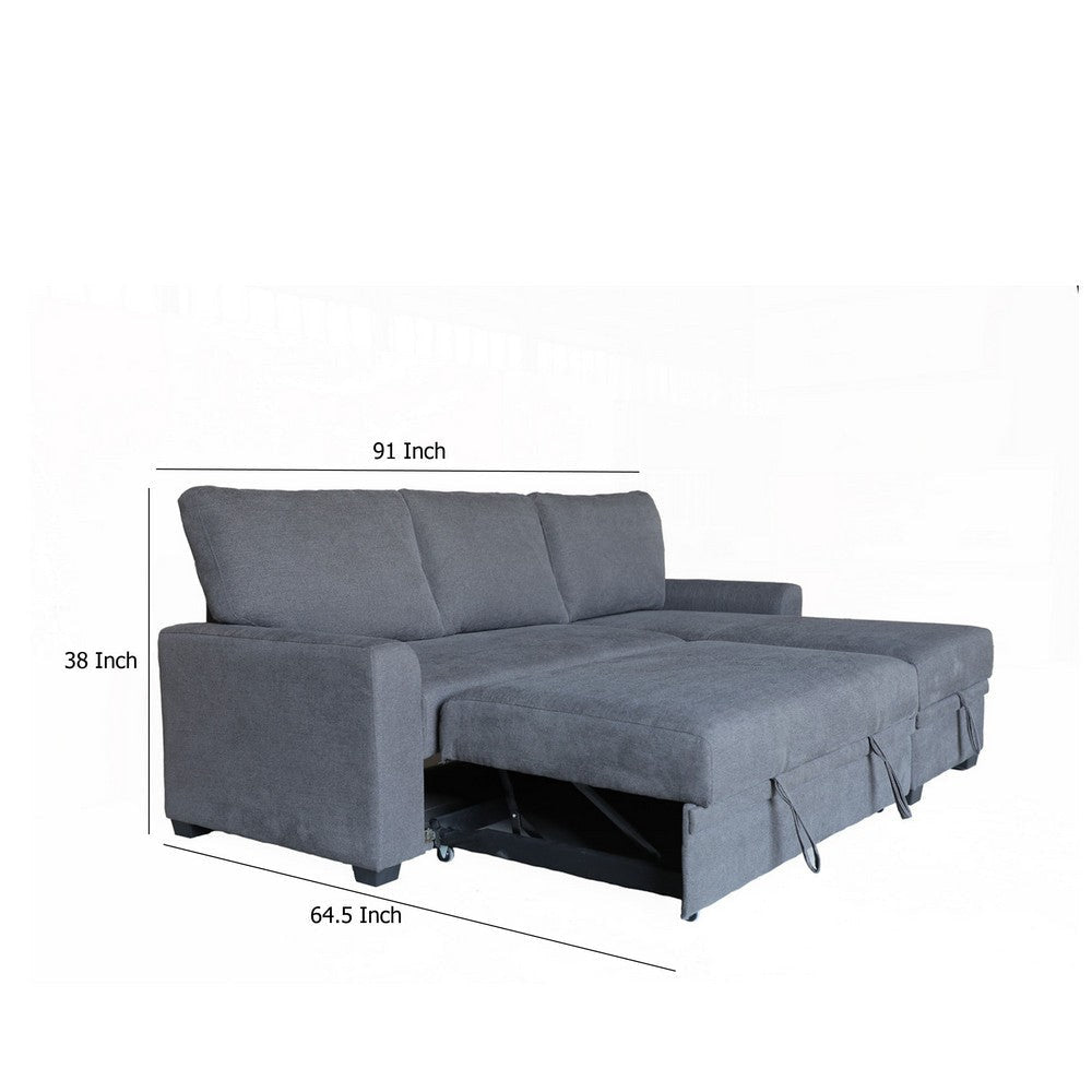Nami Sleeper Sectional with Storage Chaise | Gray Flannel | 91’’ BM334781