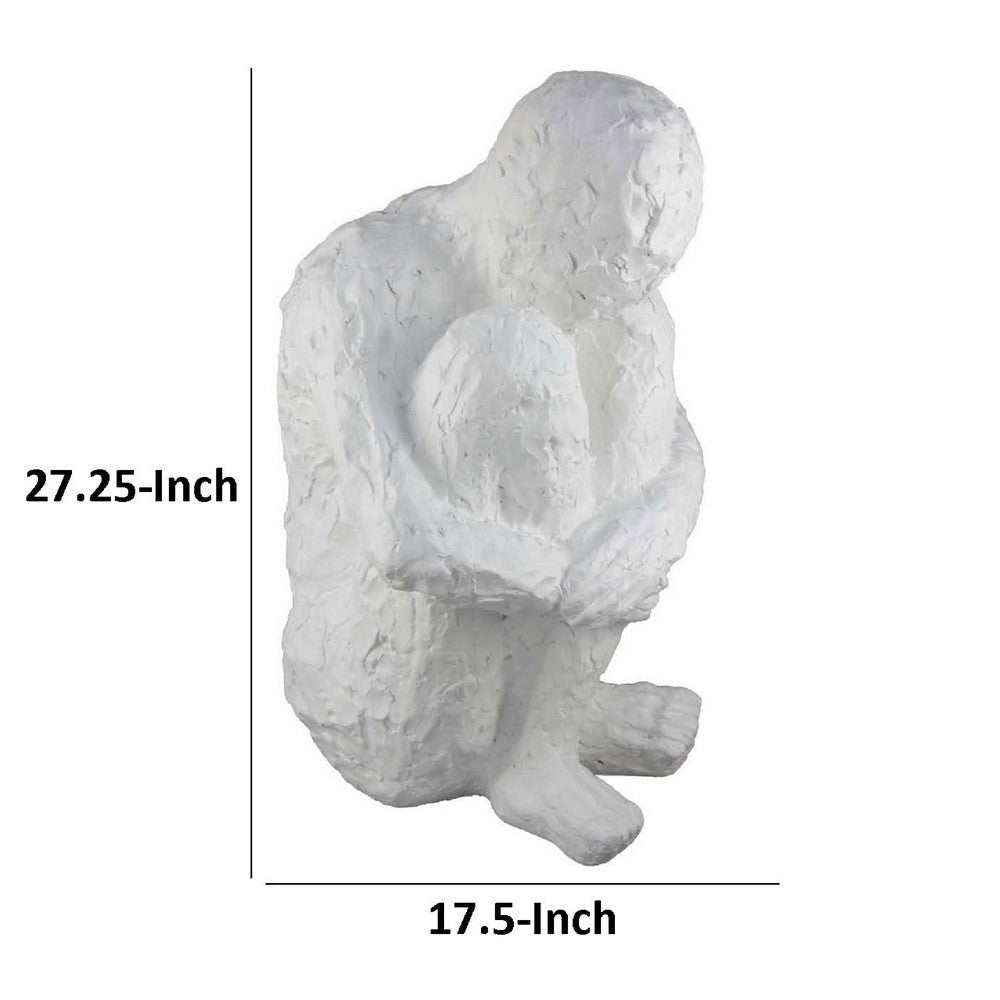 Roy Abstract Contemplative Man Figurine | White Resin Art | 27’’