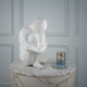 Roy Abstract Contemplative Man Figurine | White Resin Art | 27"