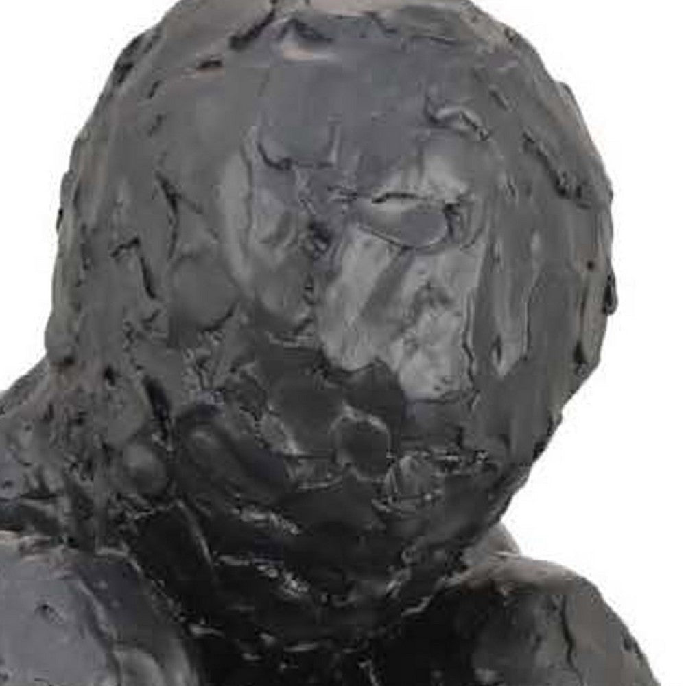 Roy Abstract Contemplative Man Figurine | Black Resin Art | 27’’