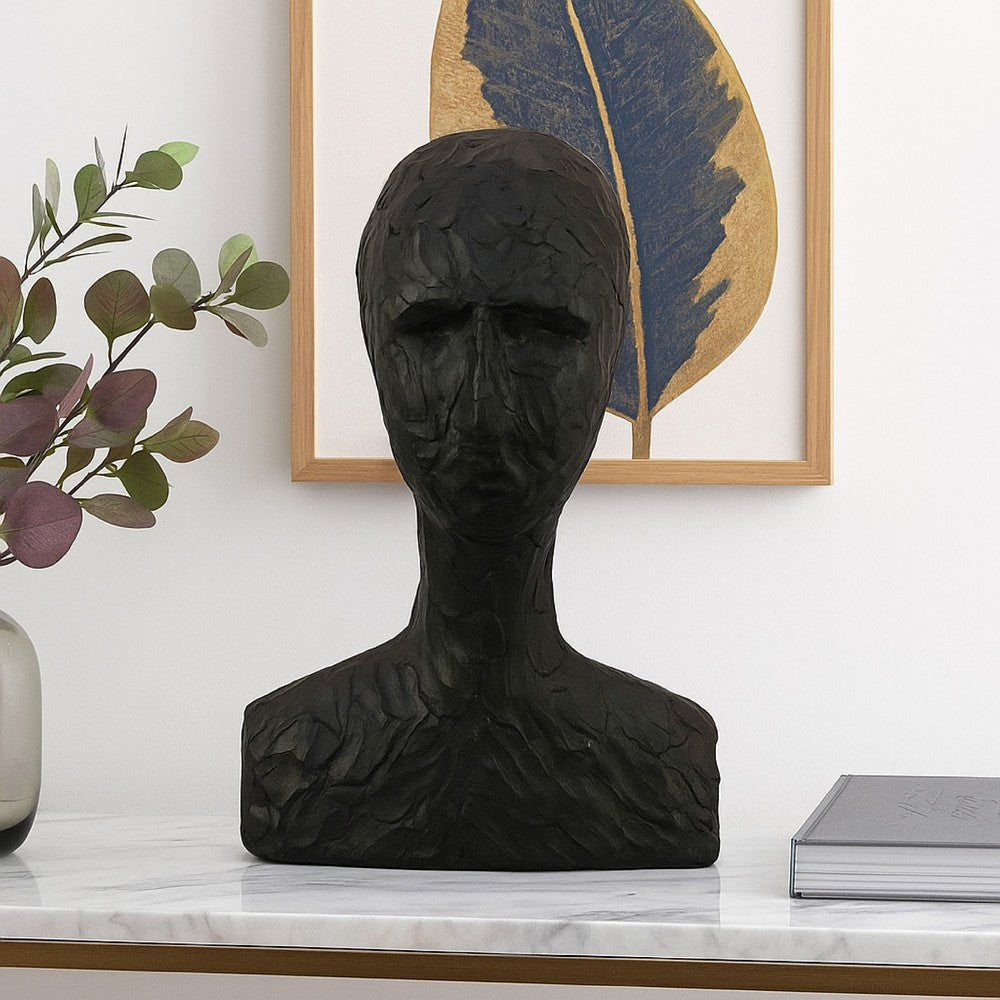Nyk Abstract Bust Figurine | 94" | Human Head Design | Black Resin