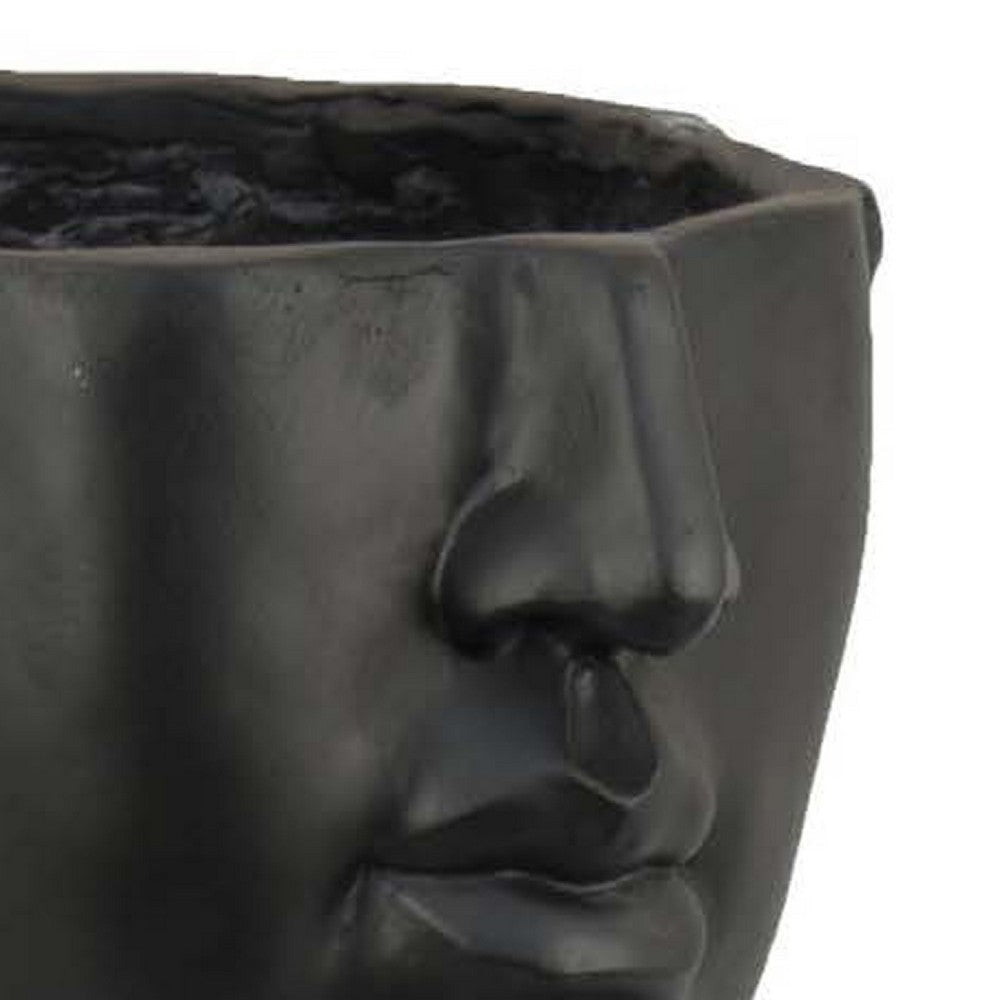 Kylz Decor Head Garden Planter | 23’’ | Wide Open Top | Black Resin BM334806