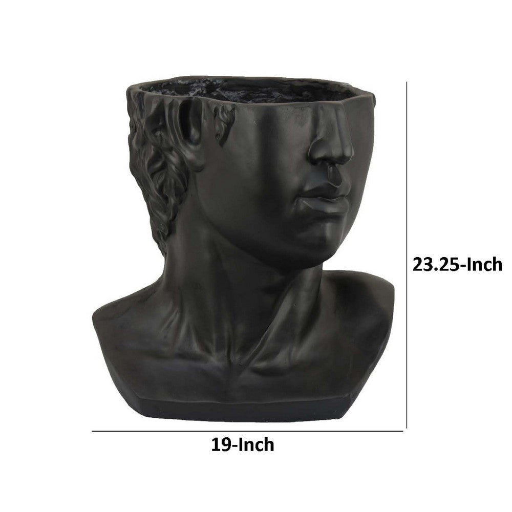 Kylz Decor Head Garden Planter | 23’’ | Wide Open Top | Black Resin BM334806