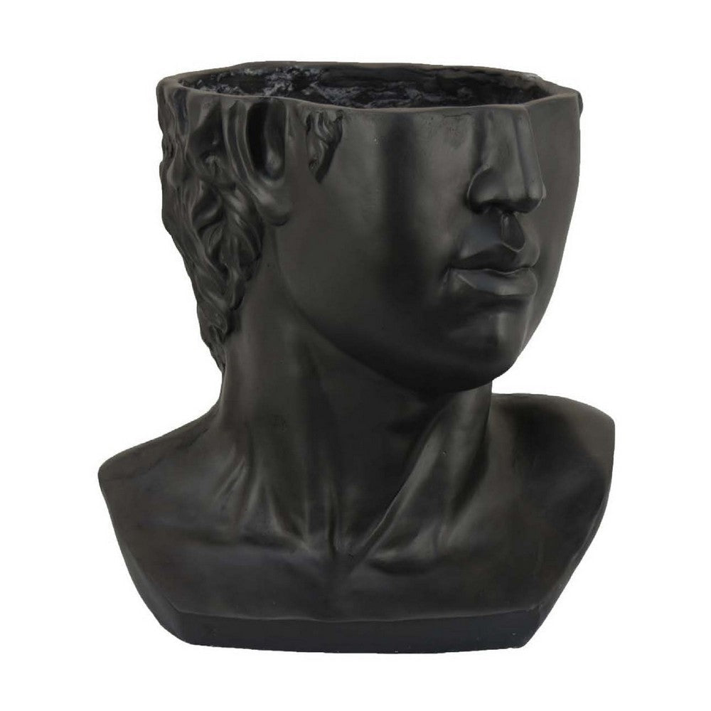 Kylz Decor Head Garden Planter | 23" | Wide Open Top | Black Resin