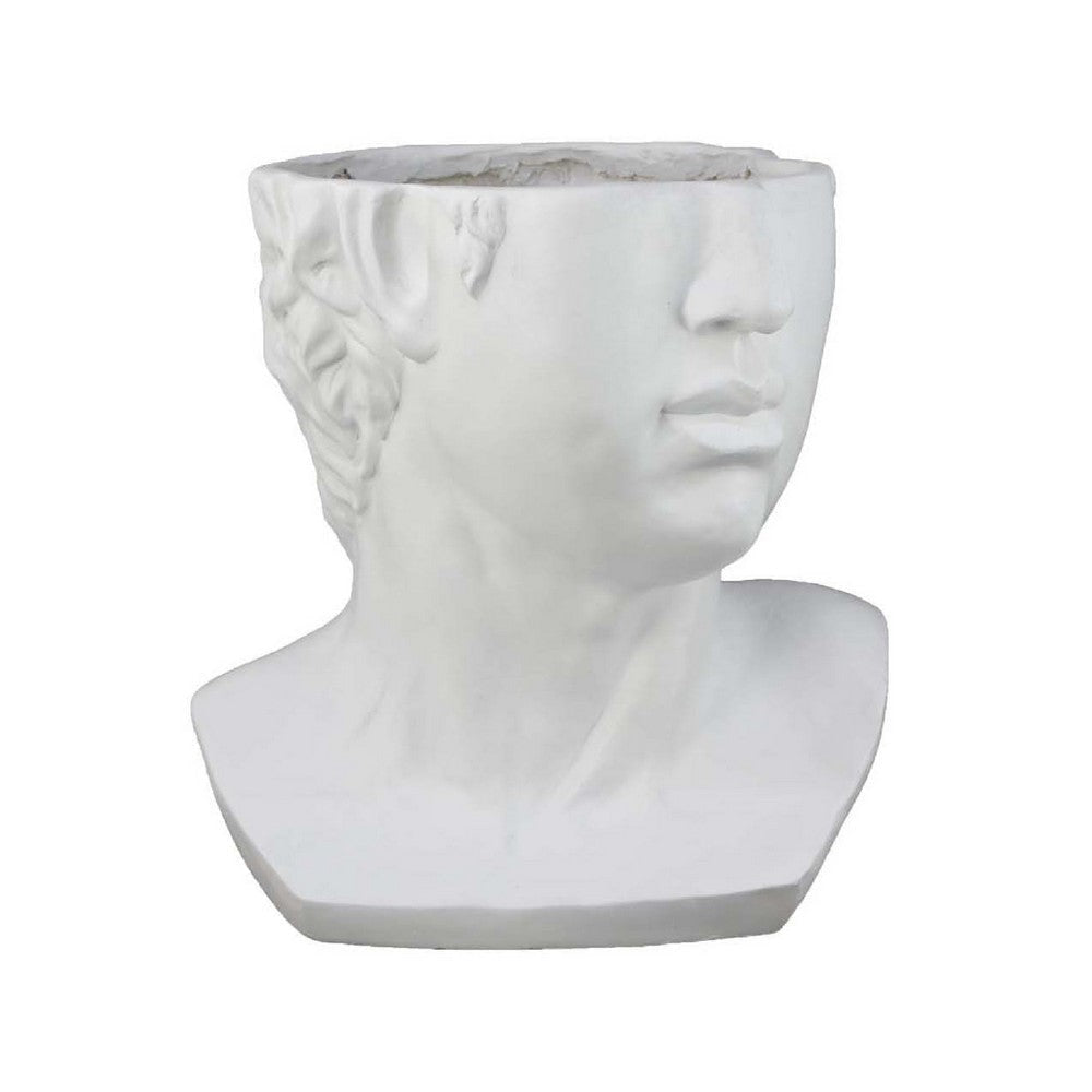 Kylz Decor Head Garden Planter | 23" | Wide Open Top | White Resin