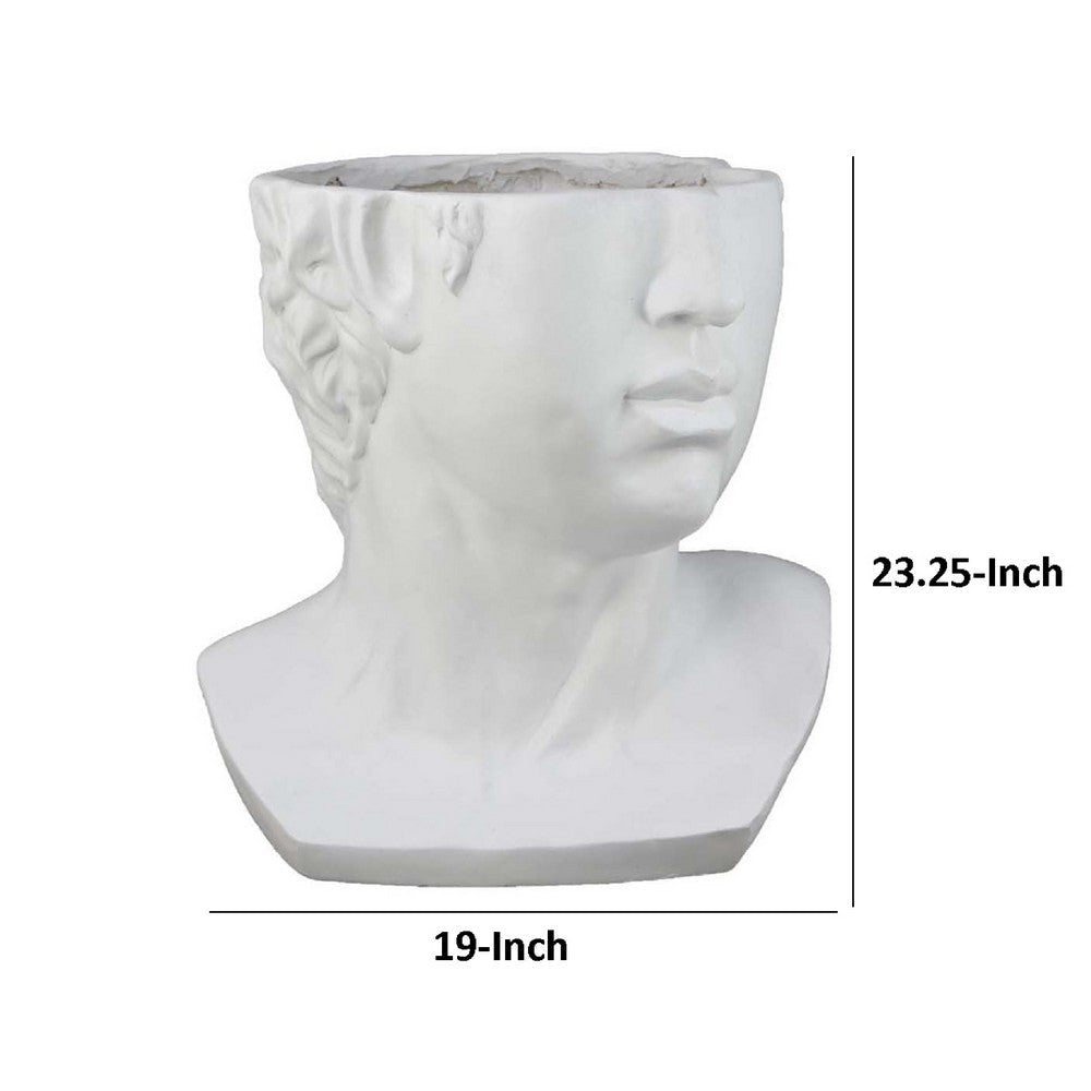 Kylz Decor Head Garden Planter | 23’’ | Wide Open Top | White Resin BM334807