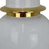 Risy Covered Jar | 34’’ | Gold Finial | White Curved Ceramic Base BM334808