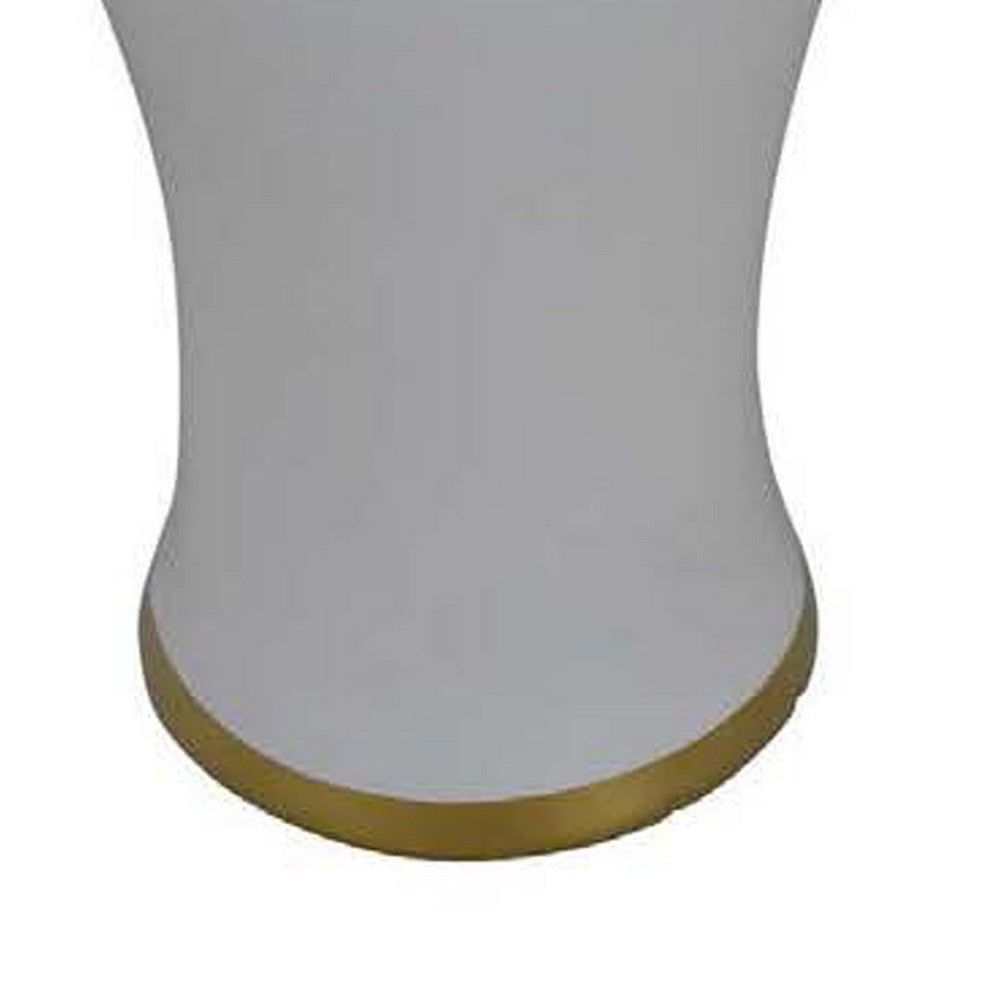 Risy Covered Jar | 34’’ | Gold Finial | White Curved Ceramic Base BM334808