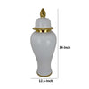 Risy Covered Jar | 34’’ | Gold Finial | White Curved Ceramic Base BM334808
