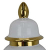 Risy Covered Jar | 24’’ | Gold Finial | White Curved Ceramic Base BM334809