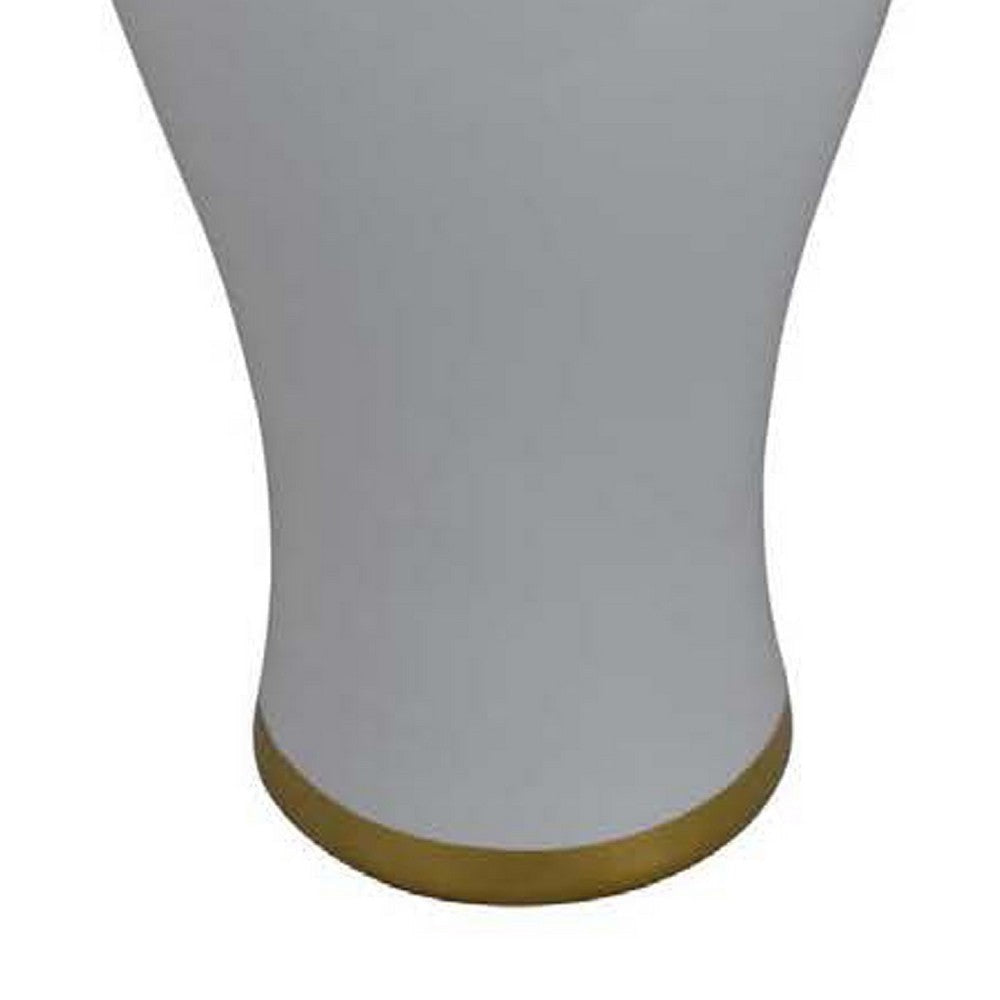 Risy Covered Jar | 24’’ | Gold Finial | White Curved Ceramic Base BM334809